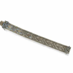 Bracelet manchette tissé or gris