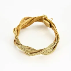 Bracelet manchette tressé en maille tissée or jaune