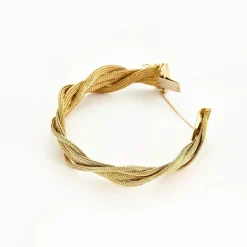 Bracelet manchette tressé en maille tissée or jaune
