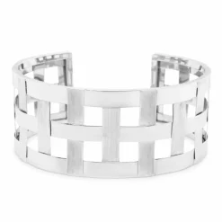 Bracelet Manchette Tresse or gris