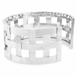 Bracelet Manchette Tresse or gris