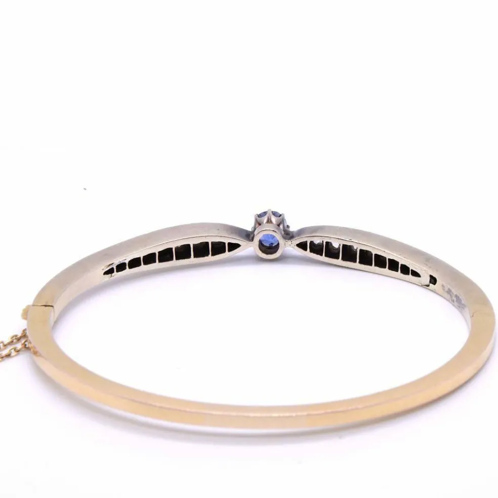 Bracelet 19ème « nœud » saphir, diamants, or et argent