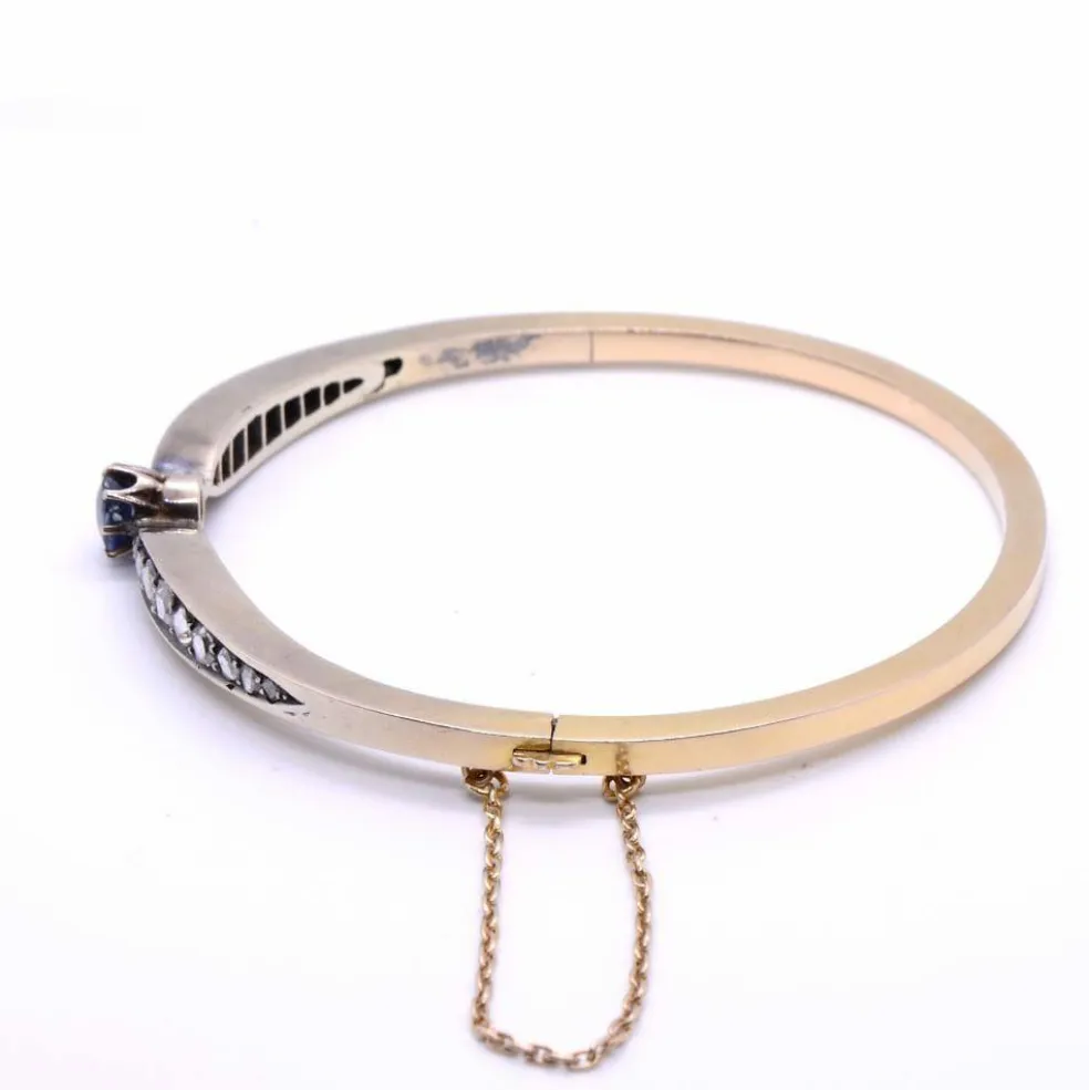 Bracelet 19ème « nœud » saphir, diamants, or et argent