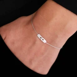 Bracelet menottes diamant or blanc