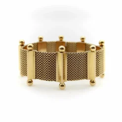 Bracelet moderne du milieu du siècle en or tissé 18 carats