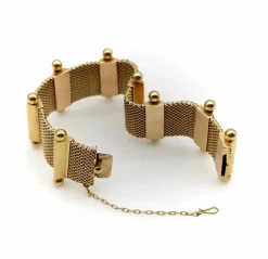 Bracelet moderne du milieu du siècle en or tissé 18 carats
