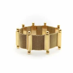 Bracelet moderne du milieu du siècle en or tissé 18 carats
