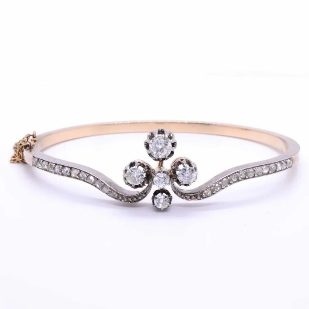 Bracelet Napoléon III « tiare », diamants, or rose et argent