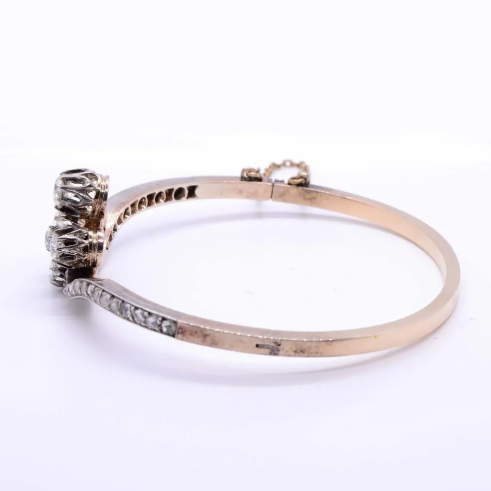 Bracelet Napoléon III « tiare », diamants, or rose et argent
