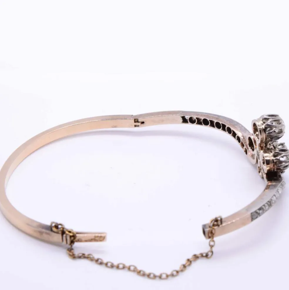Bracelet Napoléon III « tiare », diamants, or rose et argent