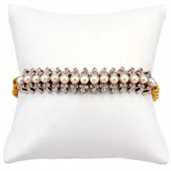 Bracelet Napoléon III or jaune, perles et diamants