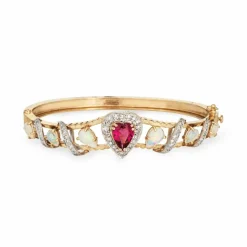 Bracelet Opale Tourmaline Rose Coeur Diamant
