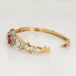 Bracelet Opale Tourmaline Rose Coeur Diamant