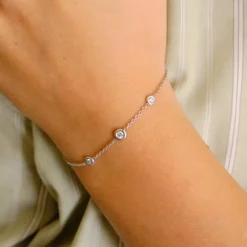 Bracelet or blanc 3 diamants