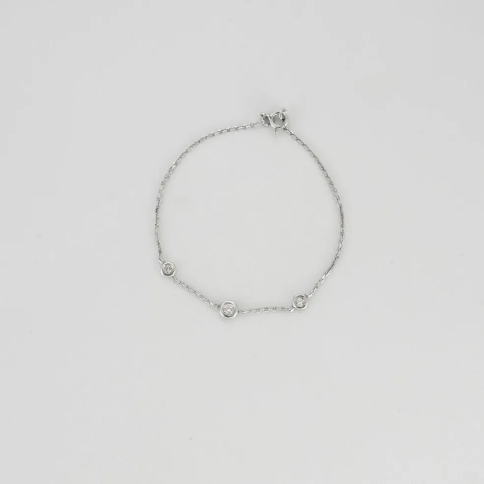 Bracelet or blanc 3 diamants