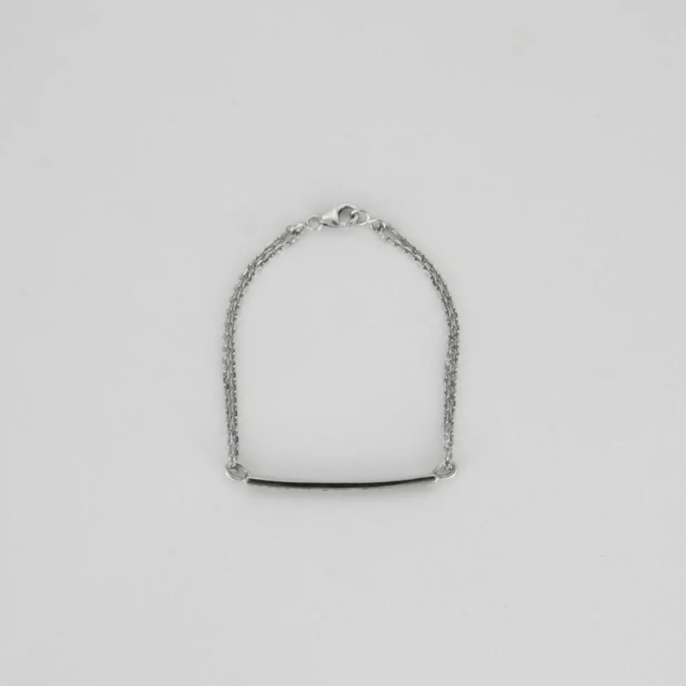 Bracelet or blanc barrette de diamants noirs