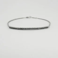 Bracelet or blanc barrette diamants noirs