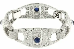 Bracelet or blanc diamants saphirs