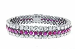 Bracelet or blanc diamants rubis