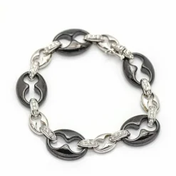 Bracelet Or blanc Diamants Céramique noire
