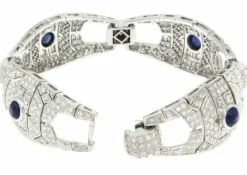 Bracelet or blanc diamants saphirs