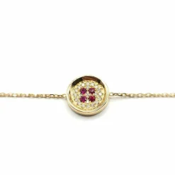 Bracelet or blanc diamants et rubis signé Ely Bela