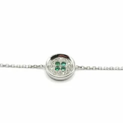 Bracelet or blanc diamants émeraudes signé Ely Bela