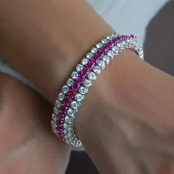 Bracelet or blanc diamants rubis