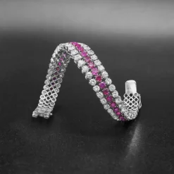 Bracelet or blanc diamants rubis