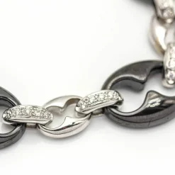 Bracelet Or blanc Diamants Céramique noire