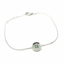 Bracelet or blanc diamants émeraudes signé Ely Bela