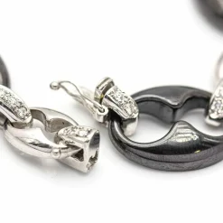 Bracelet Or blanc Diamants Céramique noire