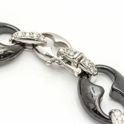 Bracelet Or blanc Diamants Céramique noire