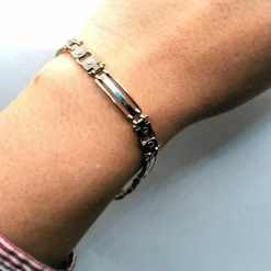 Bracelet or blanc et jaune maille moderne