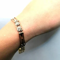 Bracelet or blanc et jaune maille moderne