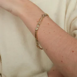 Bracelet or blanc et jaune maille moderne