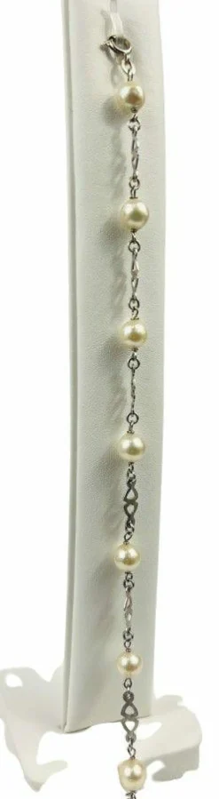Bracelet or blanc et perles de culture