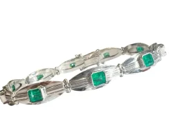 Bracelet or blanc émeraude