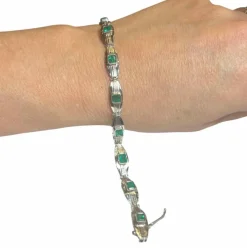 Bracelet or blanc émeraude