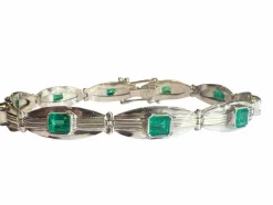 Bracelet or blanc émeraude