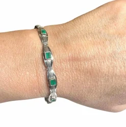 Bracelet or blanc émeraude
