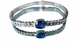 Bracelet or blanc saphir et brillants