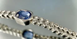 Bracelet or blanc saphir et brillants