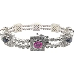 Bracelet or blanc saphirs diamants certifié HRD Anvers