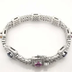 Bracelet or blanc saphirs diamants certifié HRD Anvers