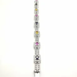 Bracelet or blanc saphirs diamants certifié HRD Anvers