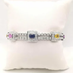 Bracelet or blanc saphirs diamants certifié HRD Anvers