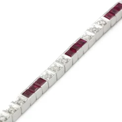 Bracelet or, diamants et rubis