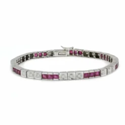 Bracelet or, diamants et rubis