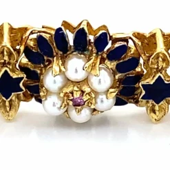Bracelet Or Email Perle Rubis
